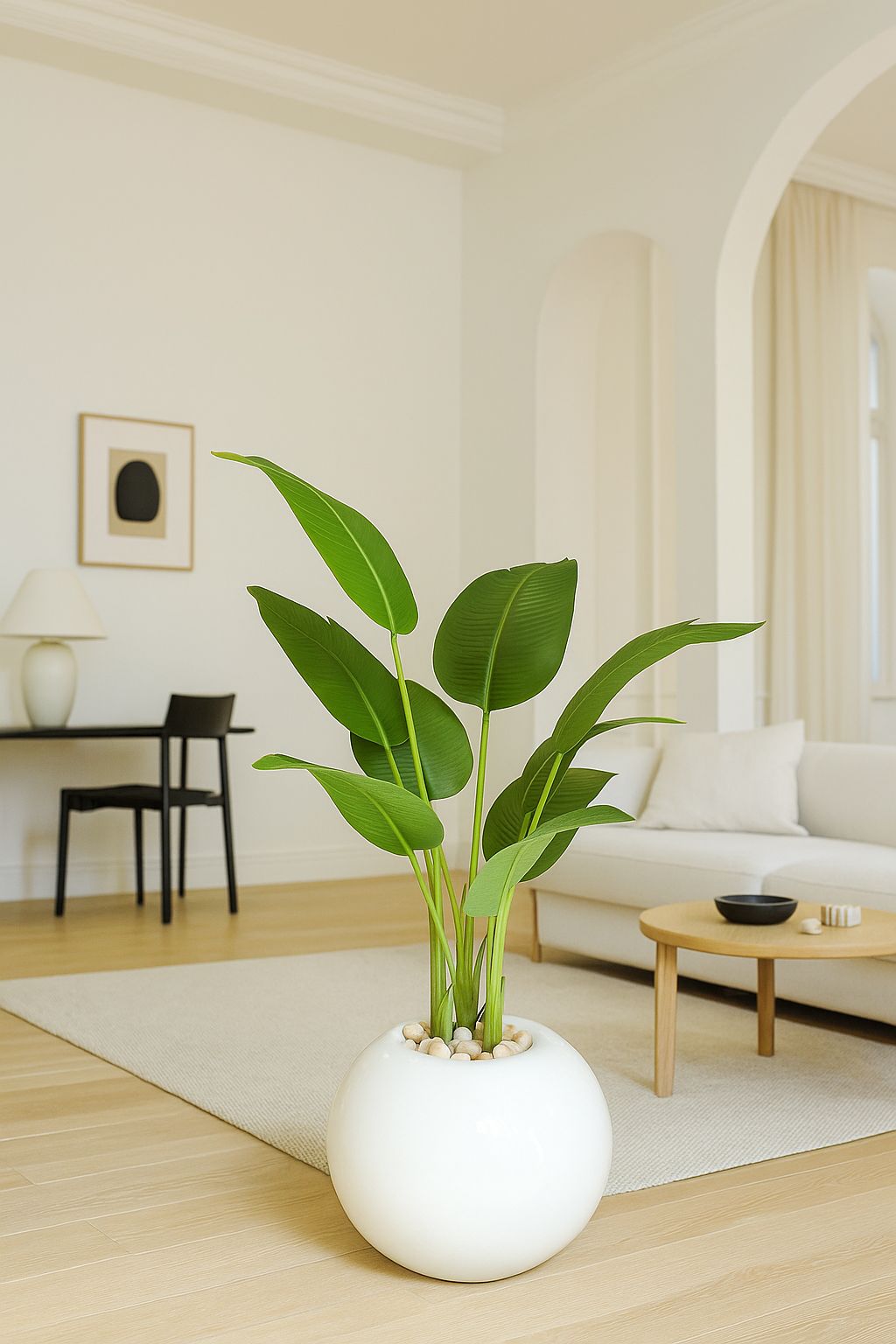 Fiberglass planter with artificial plant -HMLX3