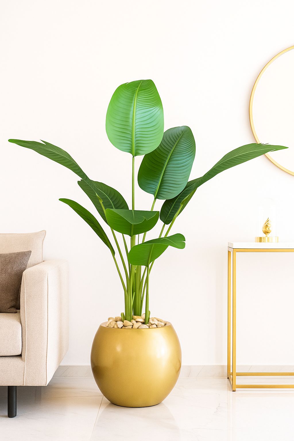 Fiberglass planter with artificial plant -HMLX4