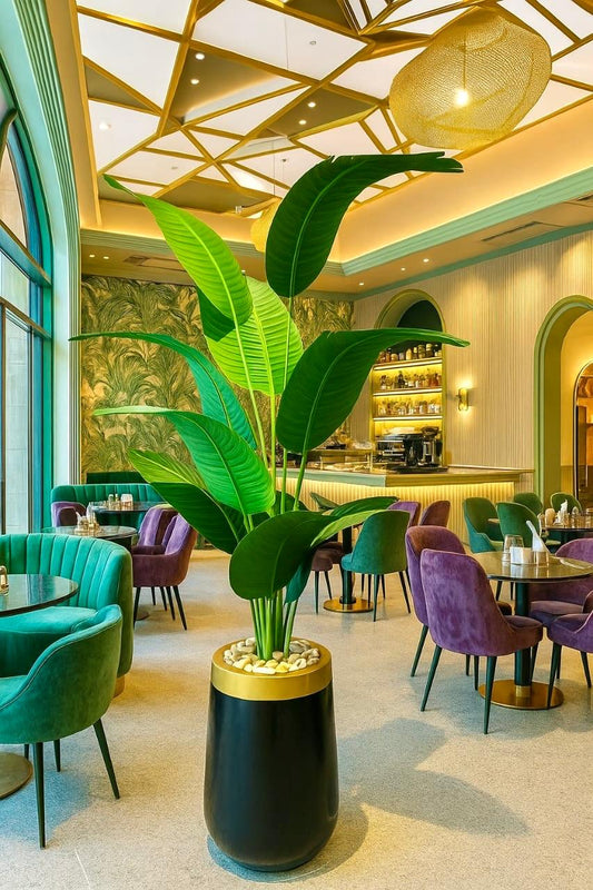 Fiberglass planter with artificial plants - 185 x 55 cm-HMLX50