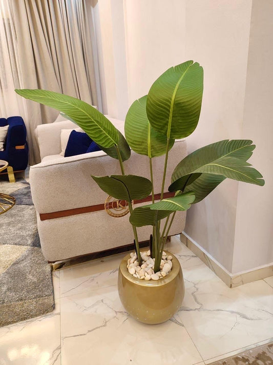 Fiberglass planter with artificial plant - 90 x 55 cm-HMLX62