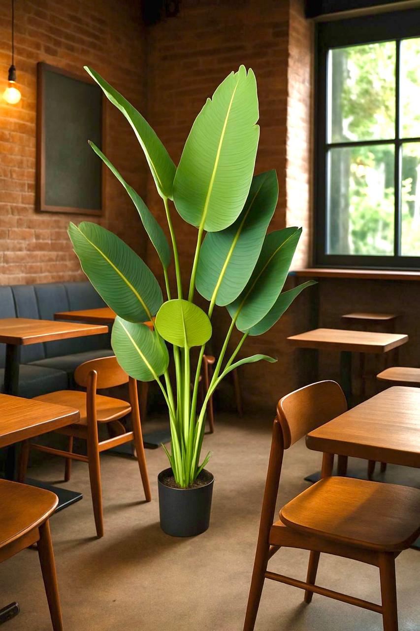 Artificial banana tree with plastic pot - 155 x 60 cm-HMLX64