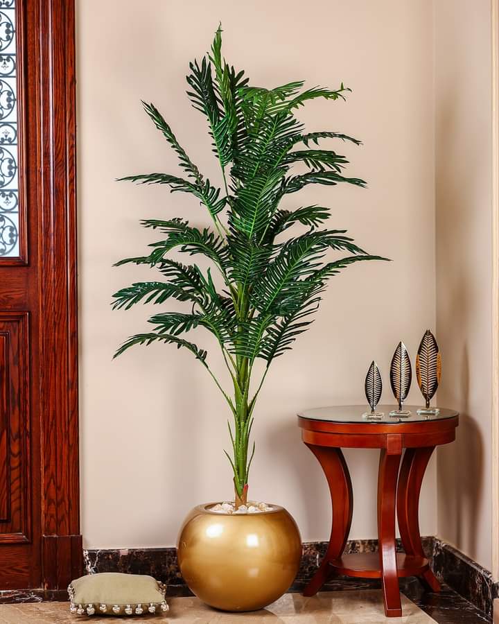 Fiberglass planter with artificial plant - 130 x 30 cm-HMLX77