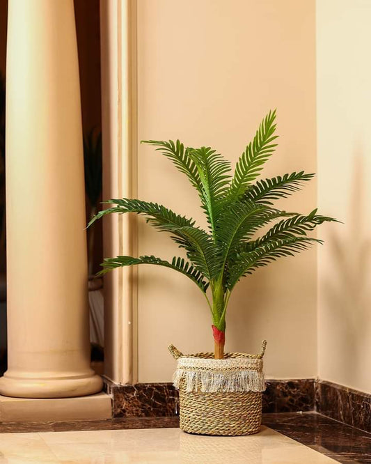 Rope planter with artificial plant - 75 x 40 cm-HMLX78