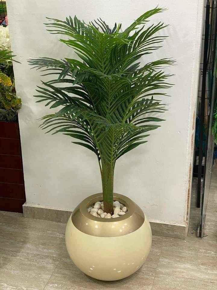 Fiberglass planting pot with artificial plant - 100 x 40 cm-HMLX87