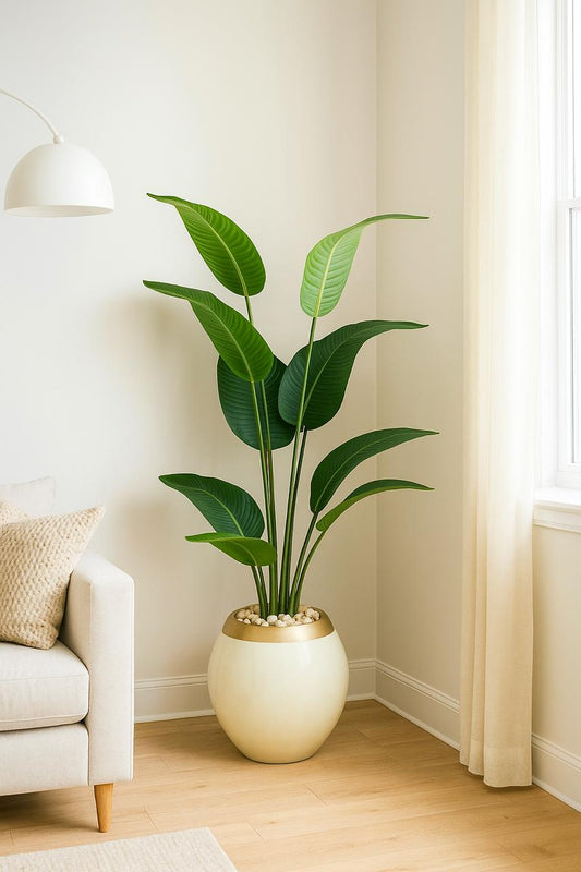 Artificial banana tree with fiberglass planting pot-HMLX8