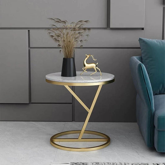 Side table 55 x 40 x 40 cm - gold and white -DS11