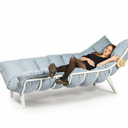 White and cyan iron chaise longue -DS121