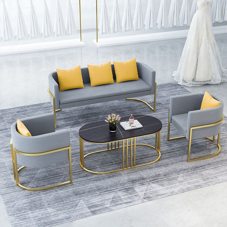 4 Piece Outdoor Set - Dark Gray and Gold -DS136