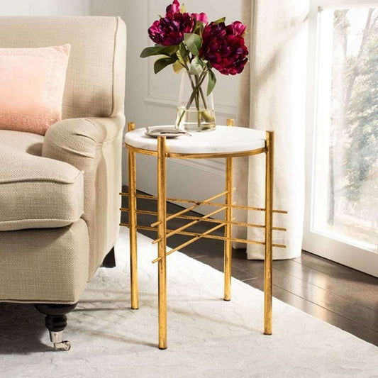 Gold and white side table-DS20