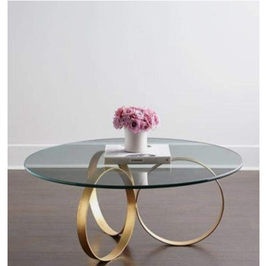 Modern coffee table, 45 x 90 x 90 cm - gold -DS27