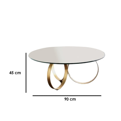 Modern coffee table, 45 x 90 x 90 cm - gold -DS27