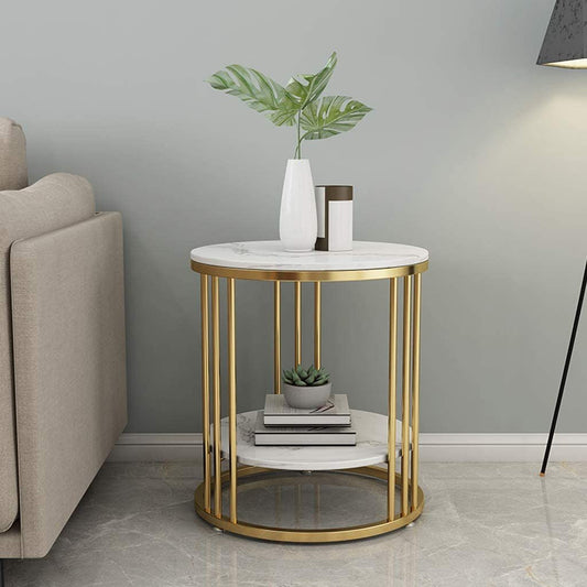 Side table - gold and white-DS53