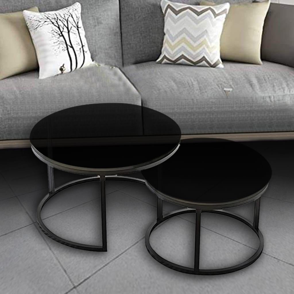 Two-piece coffee table - black-DS63