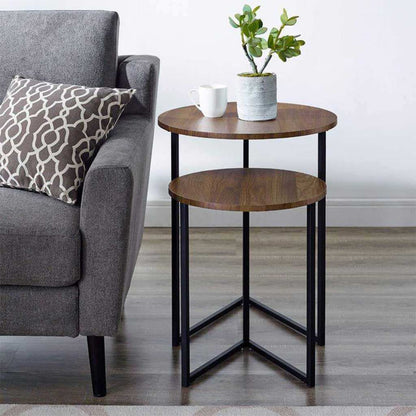 Side table - 2 pieces - black and brown-DS65