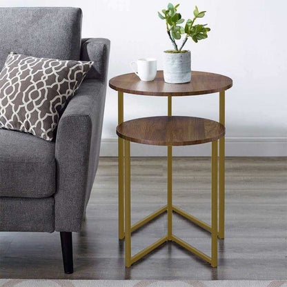 Side table - 2 pieces - black and brown-DS65