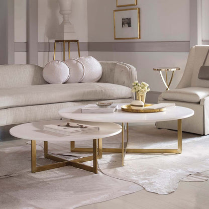 Set of 2-piece steel coffee tables - white and gold
-DS67