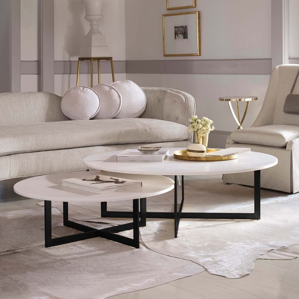 Set of 2-piece steel coffee tables - white and gold
-DS67