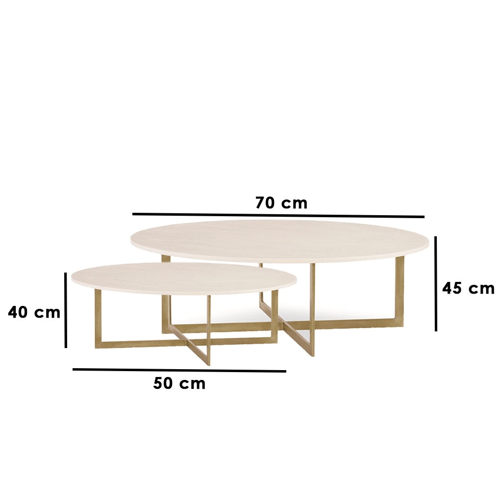 Set of 2-piece steel coffee tables - white and gold
-DS67