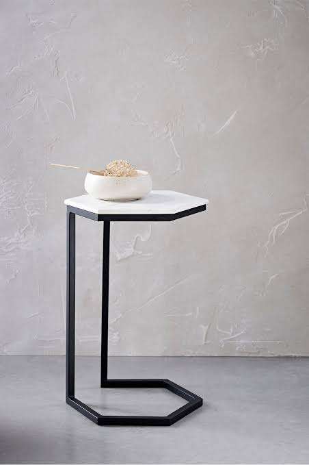 Steel coffee table and black and white Carrara marble-DS86