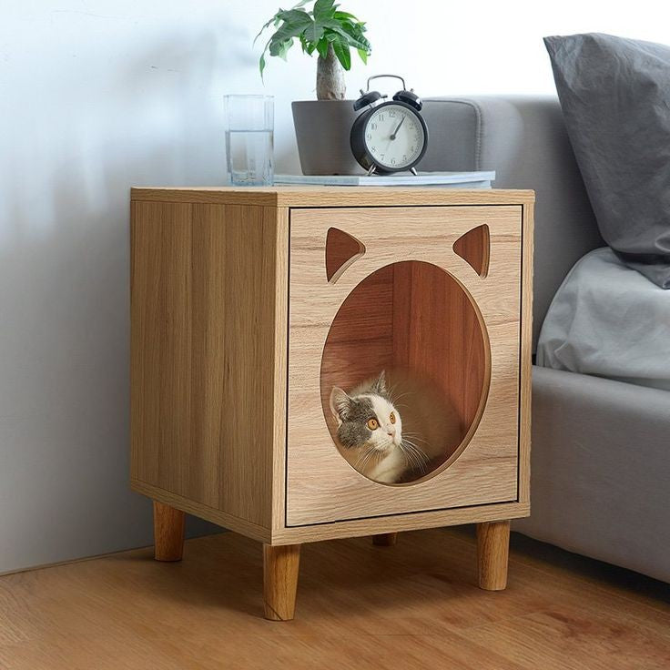 Side table and cat house, wood, 35*40*50-AM79