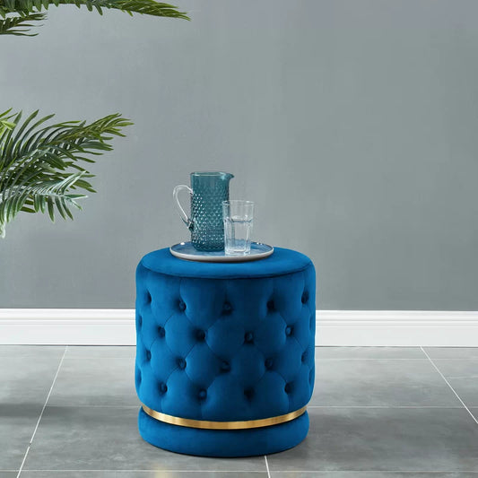 Blue cylindrical Pouf