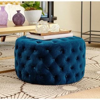 Round plain Pouf (Blue)