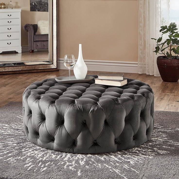 Big round plain Pouf (Grey)