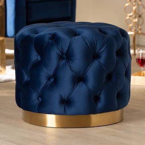 Round stainless steel Pouf (Blue)
