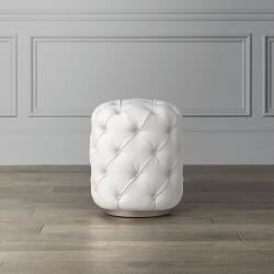 White cylindrical Pouf