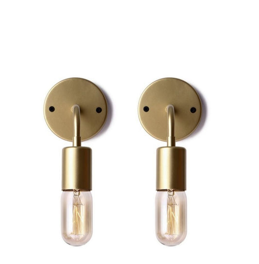 2 Metal Wall Lamps-Gold