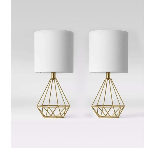 2 Metal table Lamps- Gold