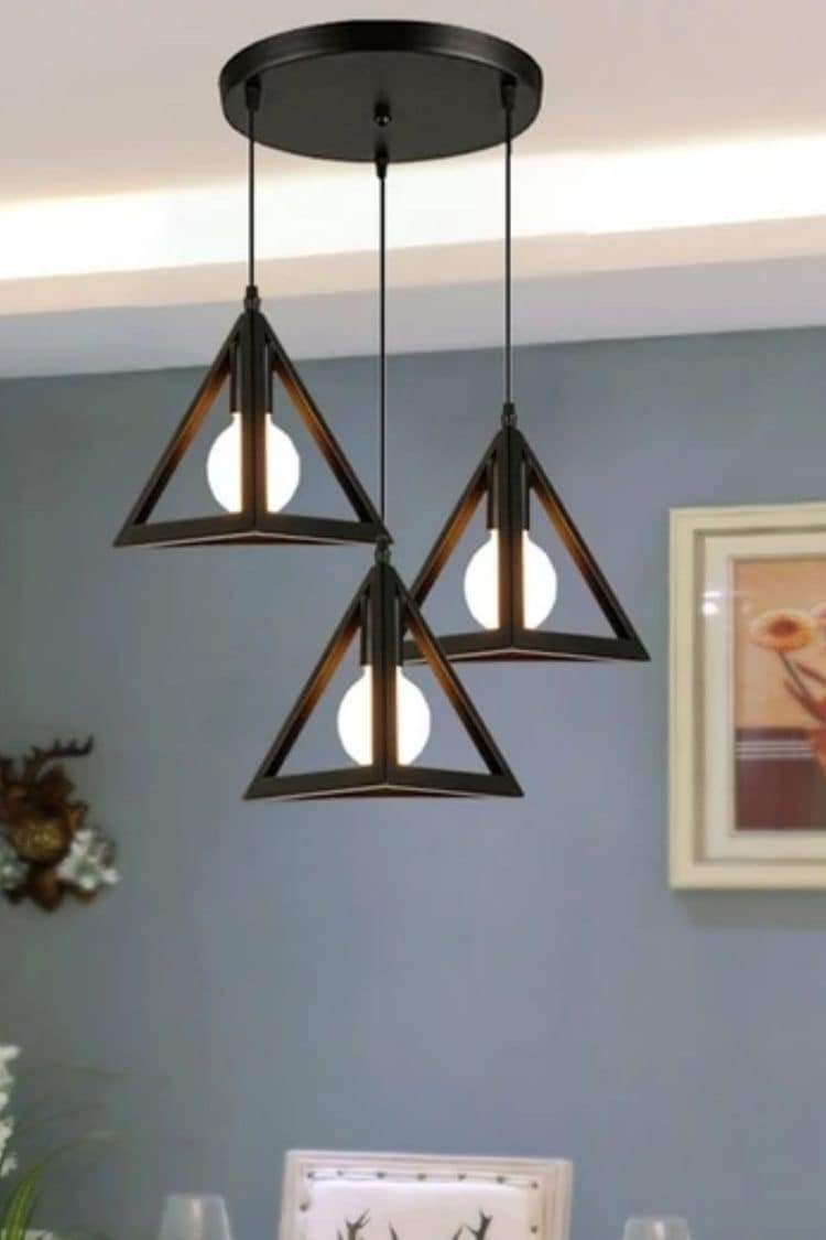 Triple metal chandelier- Black