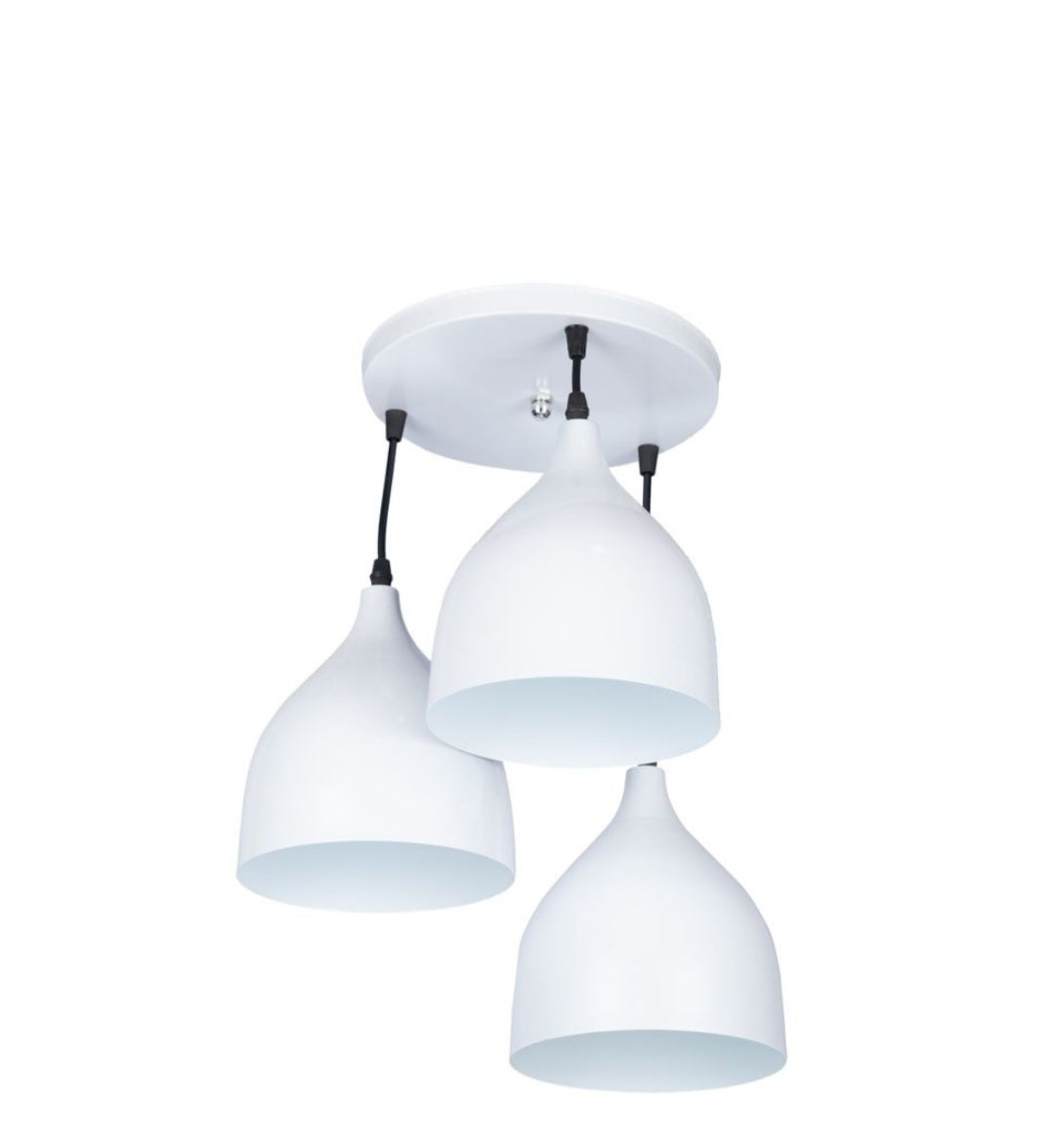 Triple Metal chandelier-White