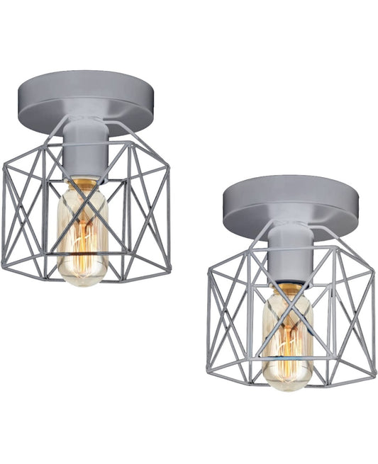 2 Ceiling Lamps- Silver
