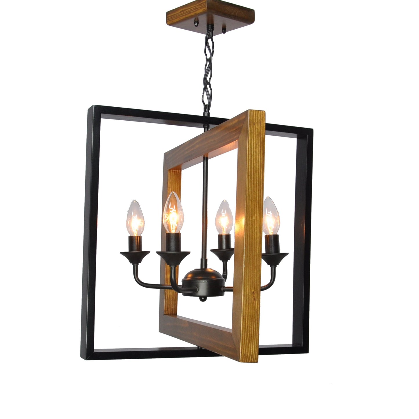 Wooden Chandelier - Double Square -41