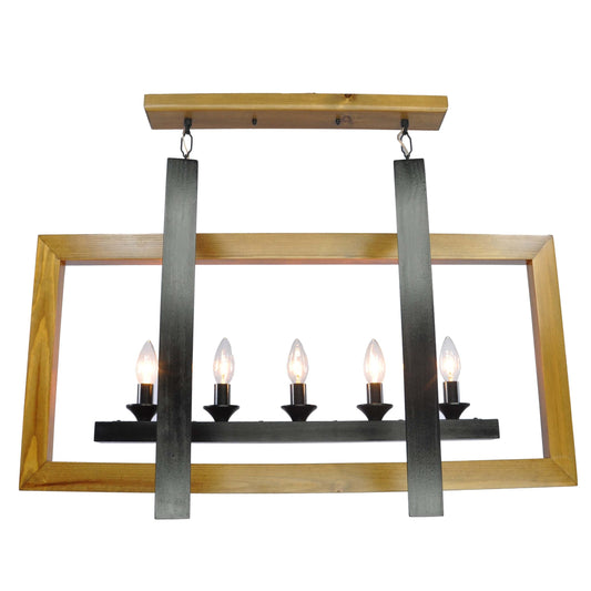 Wooden Chandelier - Double Square-51