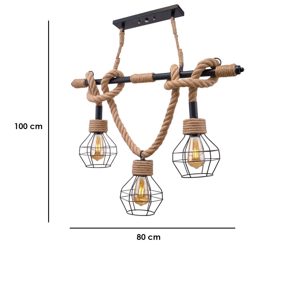 Modern roof lamp of linen rope - k1016