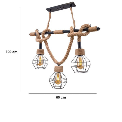 Modern roof lamp of linen rope - k1016