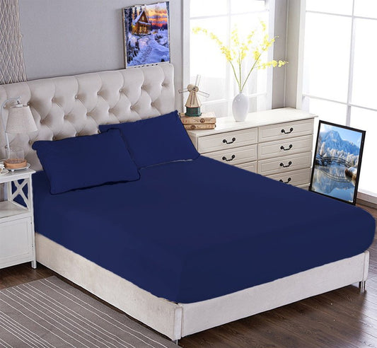 ملاية سرير مطاطي - أزرق داكن
