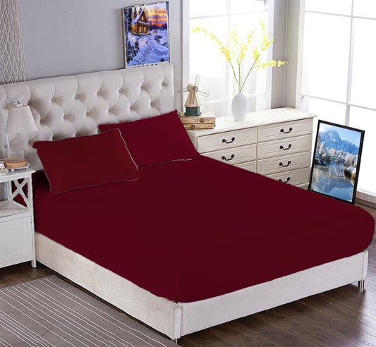ملاية سرير مطاطي - أحمر داكن